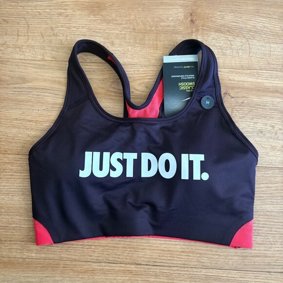 Nike Pro Athletic Classic Swoosh Racerback Sports Bra Black NWT Size M - Picture 1 of 8